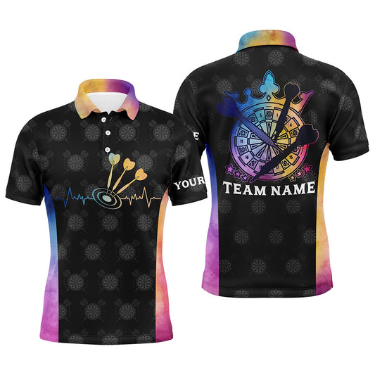 Darts Heartbeat Tie Dye Mens Polo Shirts Personalized Darts Shirt For Men Dart Jersey LDT0805
