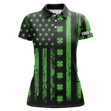 Load image into Gallery viewer, St. Patrick&#39;s Day American Flag Womens Golf Polo Shirt Green Clover Patriotic Women Golf Tops LDT1039