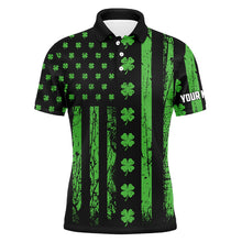 Load image into Gallery viewer, St. Patrick&#39;s Day American Flag Mens Golf Polo Shirt Green Clover Leaf Patriotic Golf Tops For Men LDT1039