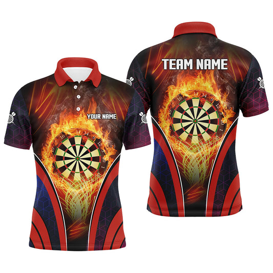 Orange Fire Flame Sports Mens Darts Polo Shirt Custom Darts Shirt For Men Dart Jerseys LDT1445