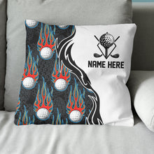 Load image into Gallery viewer, Fire Flame Golf Ball Black White Custom Golf Pillow Personalized Golf Gifts Golfer LDT1230