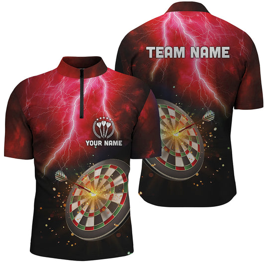 Personalized Thunder Lightning Red Darts Quarter-Zip Shirt Custom Dart Jerseys For Men LDT1235