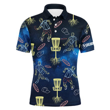 Load image into Gallery viewer, Colorful Neon Disc Golf Polo Shirts Custom Name Galaxy Disc Golf Shirts For Men, Golf Gifts LDT0225