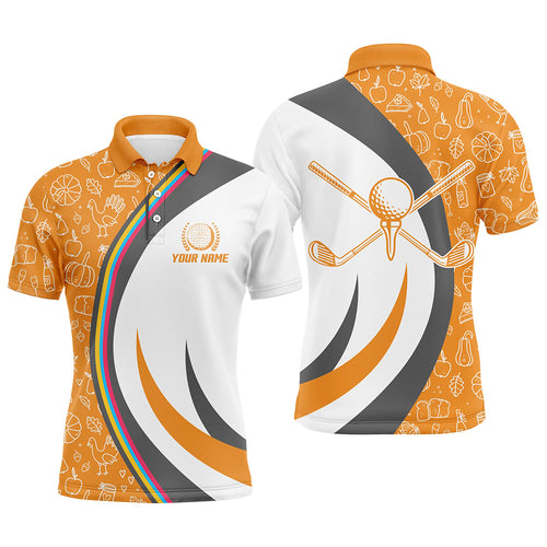 Personalized Thanksgiving Golf Mens Polo Shirt Custom Orange Golf Shirts For Men Cool Golf Gifts LDT0838