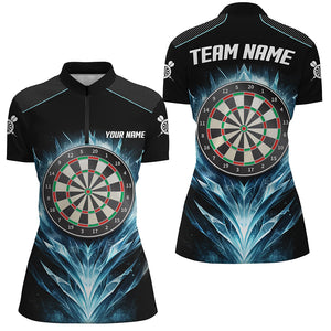 Icy Blue Black Dartboard Custom Darts Quarter-Zip Shirt Darts Shirt For Men Dart Jerseys LDT1240