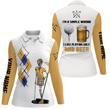 Load image into Gallery viewer, I&#39;m A Simple Woman Skull Beer Argyle Pattern Golf Polo Shirts Beer Golf Shirts For Women LDT0528