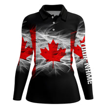 Load image into Gallery viewer, Smoky Canada Flag Womens Golf Polo Shirts Custom Patriotic Golf Shirts For Women Golf Gifts LDT1458