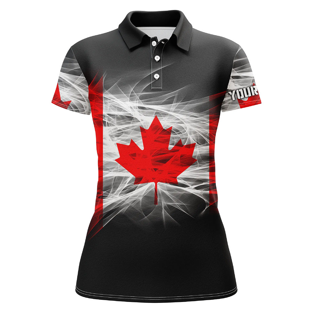 Smoky Canada Flag Womens Golf Polo Shirts Custom Patriotic Golf Shirts For Women Golf Gifts LDT1458