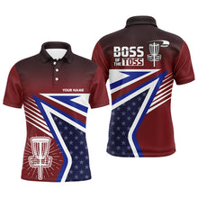 Load image into Gallery viewer, Boss Of The Toss American Flag Disc Golf Polos Custom Name Patriotic Golf Shirts For Men LDT0239