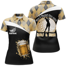 Load image into Gallery viewer, Just A Woman Who Loves Golf &amp; Beer Argyle Pattern Golf Polo Shirt Beer Golf Shirts For Women LDT0533