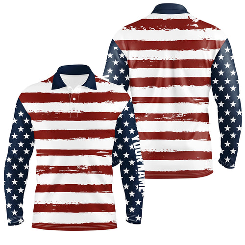 American Flag Patriotic All Over Print Mens Golf Polo Shirt Custom Retro Usa Golf Shirt For Men LDT0541