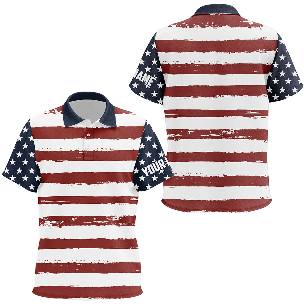 American Flag Patriotic All Over Print Kids Golf Polo Shirt Custom Retro Unisex Usa Golf Shirt For Kid LDT0541