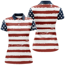 Load image into Gallery viewer, American Flag Patriotic All Over Print Golf Polo Shirt Custom Retro Usa Golf Shirt For Women LDT0541