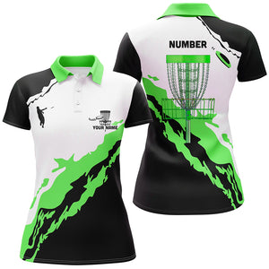 Green Black Womens Disc Golf Polo Shirt Customized Disc Golf Shirts For Women Golfing Gifts LDT1248