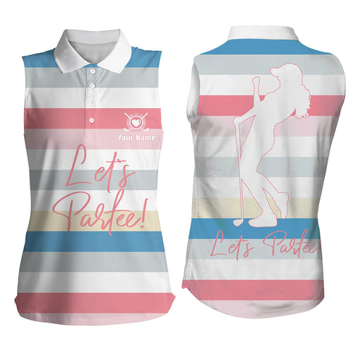Let's Partee Pastel Multicolor Womens Sleeveless Golf Tops Personalized Rainbow Golf Shirts For Women LDT0257