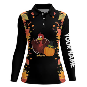Turkey Thanksgiving Funny Golf Tops Autumn Leaves Customized Golf Shirts For Women Golf Gifts LDT0882