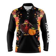 Load image into Gallery viewer, Turkey Thanksgiving Funny Mens Golf Tops Autumn Leaves Customized Golf Shirts For Men Golf Gifts LDT0882