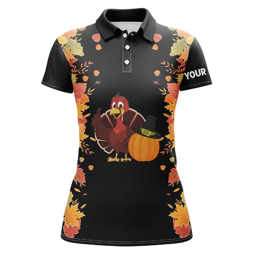 Turkey Thanksgiving Funny Golf Tops Autumn Leaves Customized Golf Shirts For Women Golf Gifts LDT0882