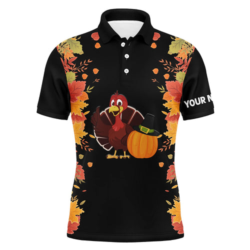 Turkey Thanksgiving Funny Mens Golf Tops Autumn Leaves Customized Golf Shirts For Men Golf Gifts LDT0882