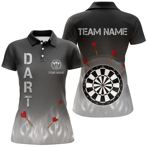 Gradient Black Grey Fire Flame Darts Women Polo Shirts Custom Cool Darts Jersey For Women LDT1078