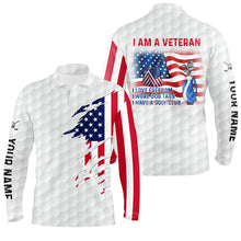 Load image into Gallery viewer, I Am A Veteran American Flag Patriotic Mens Golf Polo Shirt White Golf Shirts For Men Golf Gifts LDT0565