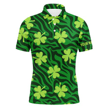 Load image into Gallery viewer, Green Striped Zebra With Clover Mens Golf Polo Shirts Patrick Day Golf Shirts For Men Golf Gifts LDT1265