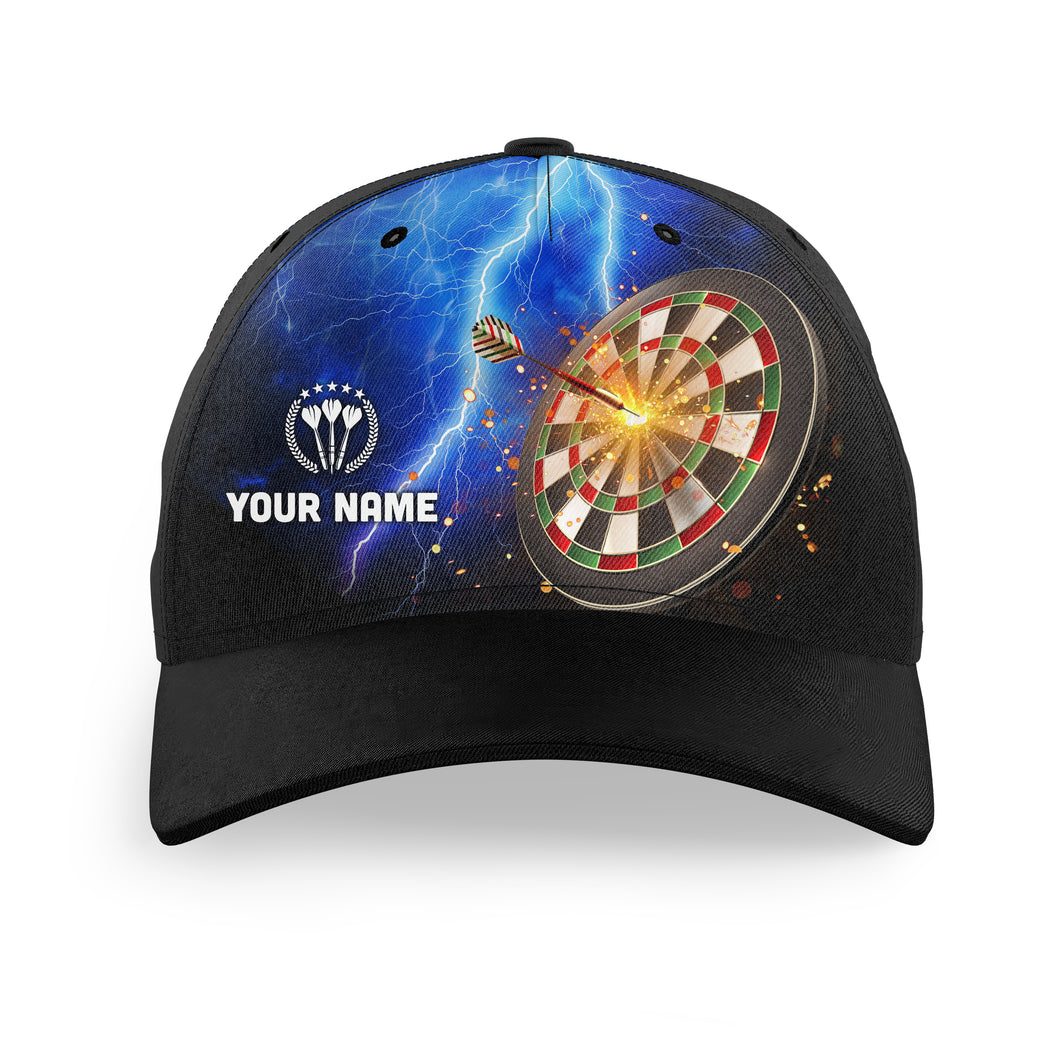 Personalized Thunder Lightning Blue Baseball Darts Hat Custom Dart Caps For Team Darts Gift LDT1276