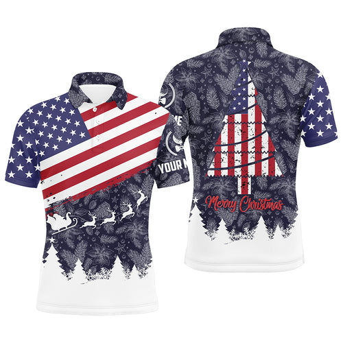 Christmas Usa Flag Mens Golf Polo Shirts Customized Patriotic Golf Shirts For Men Golf Gifts LDT0576