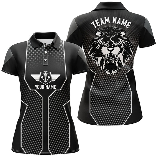 Black Lion Dart Custom Polo Shirts For Women Cool Darts Jersey Team Uniform Darts Gifts LDT0897