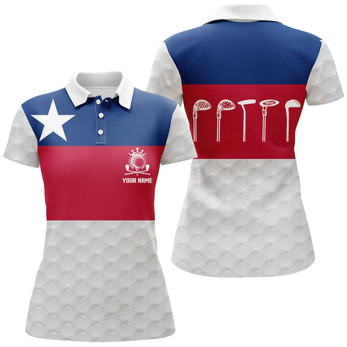 Texas Flag Womens Golf Polo Shirt, Texas Golf Shirts For Women, Custom Name Patriotic Golf Gifts LDT0073
