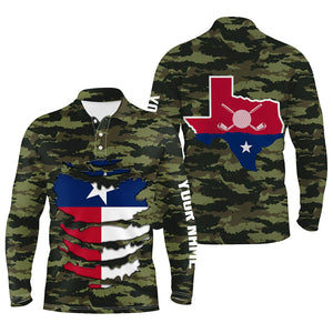 Mens Camo Golf Shirt Texas Custom Mens Golf Shirts, Unique Texas Golf Shirts For Men, Golf Gifts LDT0075