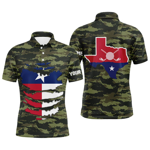 Mens Camo Golf Shirt Texas Custom Mens Golf Shirts, Unique Texas Golf Shirts For Men, Golf Gifts LDT0075