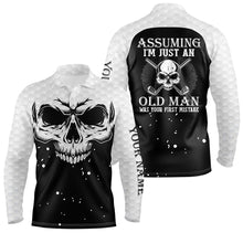 Load image into Gallery viewer, Assuming Im Just An Old Man Black White Skull Mens Golf Polo Shirt Scary Golf Shirts For Men LDT0591