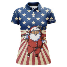 Load image into Gallery viewer, Santa Christmas Vintage American Flag Golf Polo Shirts Funny Golf Shirts For Women Golf Gifts LDT0592