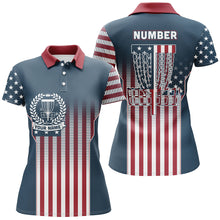 Load image into Gallery viewer, Customized Disc Golf Patriotic Gradient Usa Flag Womens Polo Shirt Disc Golf Gifts For Women LDT0597