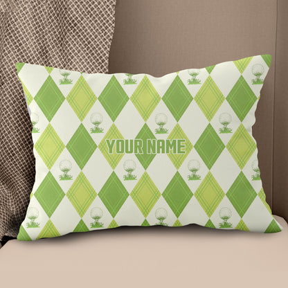 Green Argyle Pattern Golf Ball Custom Pillow Personalized Golfer Gifts LDT1096