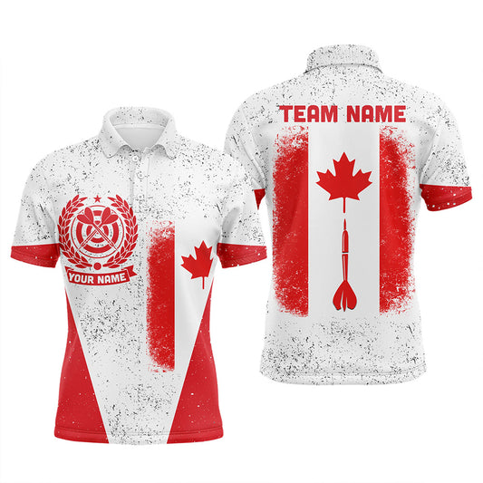 Grunge Canada Flag Men Darts Polo Shirt Custom Patriotic Darts Shirt For Men Dart Jersey LDT0901