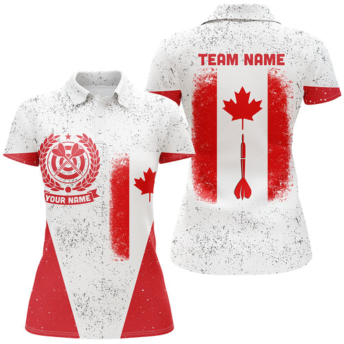 Grunge Canada Flag Darts Polo Shirt Custom Patriotic Darts Shirt For Women Dart Jersey LDT0901