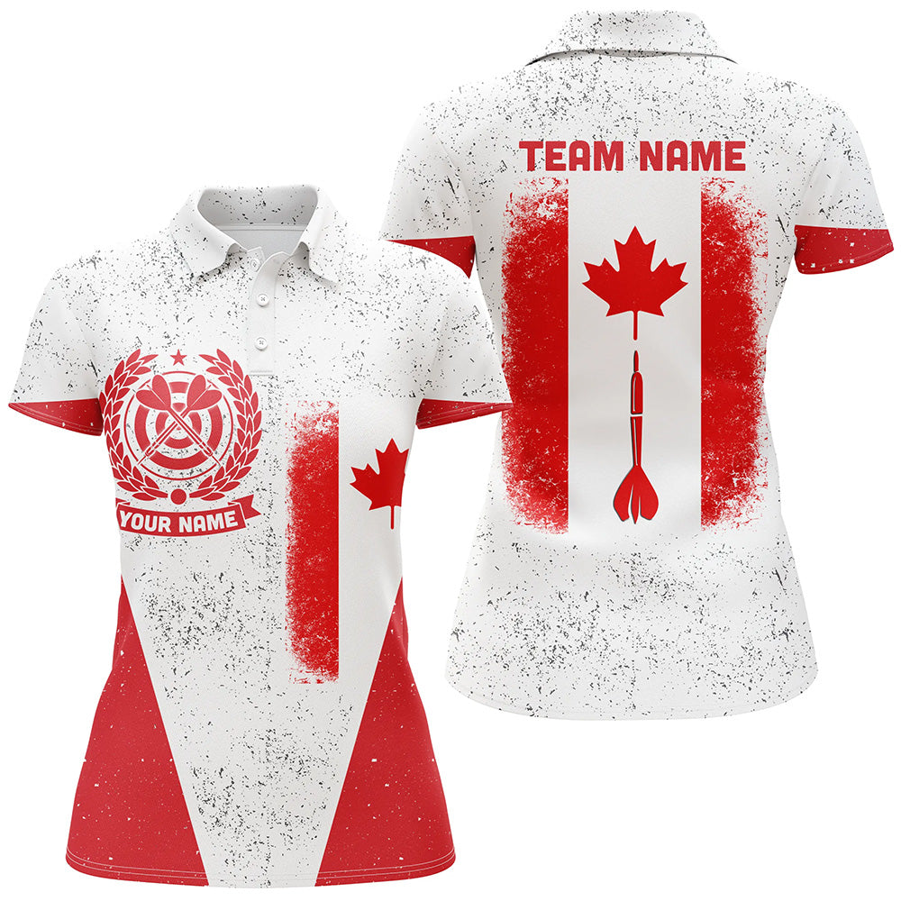 Grunge Canada Flag Darts Polo Shirt Custom Patriotic Darts Shirt For Women Dart Jersey LDT0901