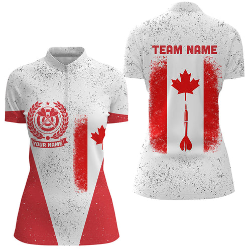Grunge Canada Flag Darts Quarter-Zip Shirt Custom Patriotic Women Darts Shirt Dart Jersey LDT0901