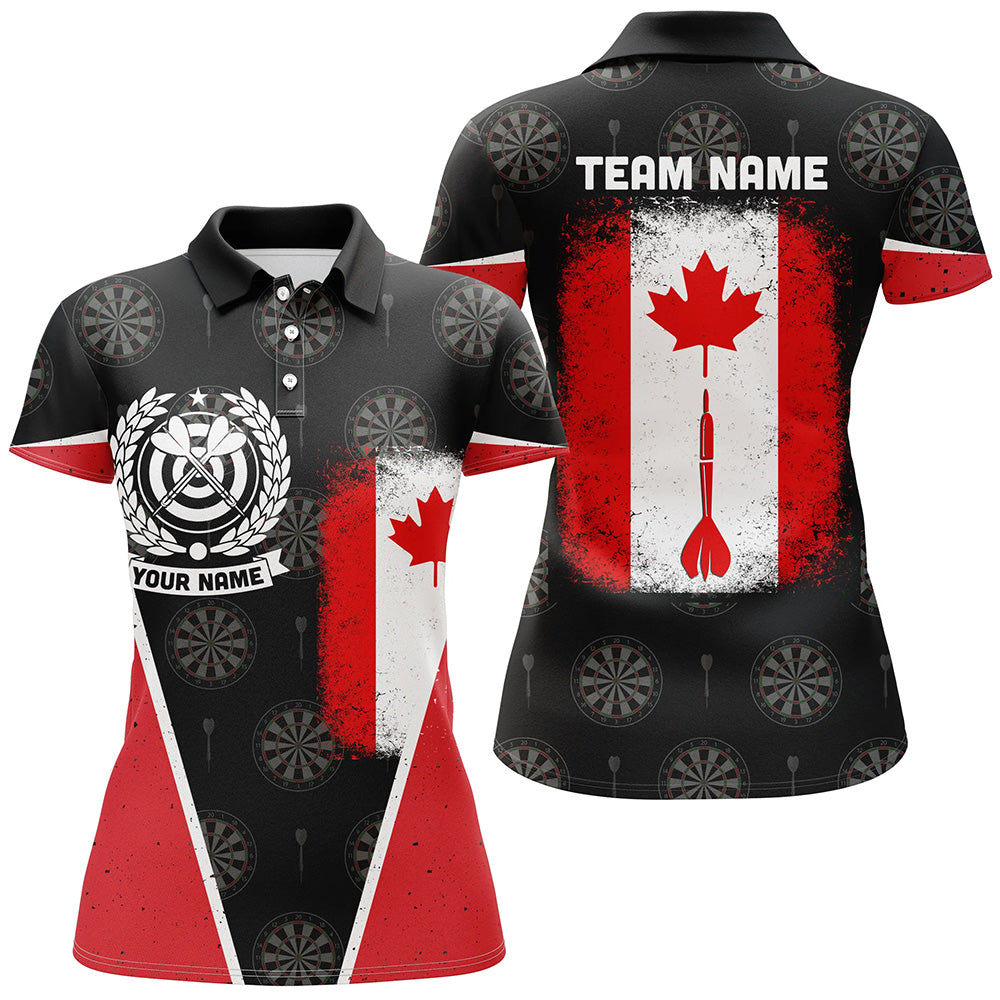 Retro Canada Flag Darts Polo Shirt Custom Patriotic Darts Shirt For Women Dart Jersey LDT0902