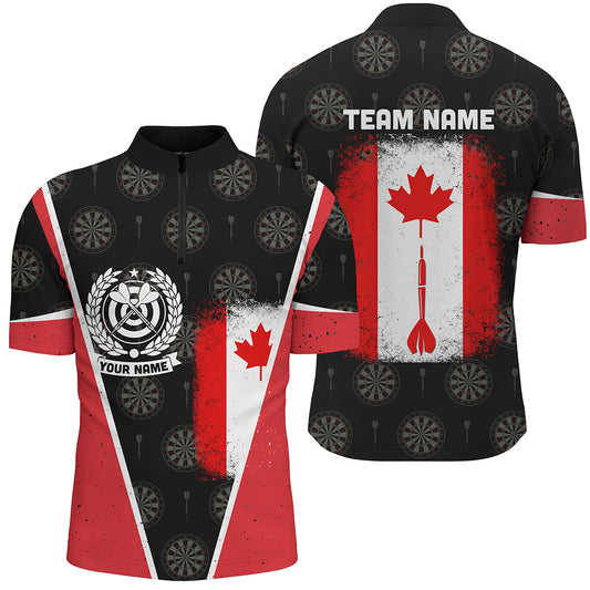 Retro Canada Flag Darts Quarter-zip Shirt Custom Patriotic Darts Shirt For Men Dart Jersey LDT0902
