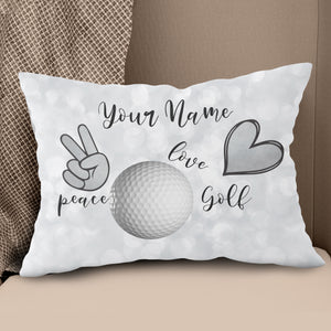 Peace Love Golf Funny Custom Pillow Personalized Golf Gifts For Golfer LDT1111