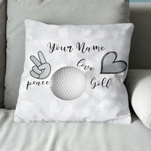 Load image into Gallery viewer, Peace Love Golf Funny Custom Pillow Personalized Golf Gifts For Golfer LDT1111