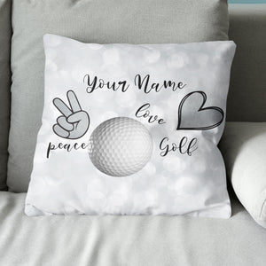 Peace Love Golf Funny Custom Pillow Personalized Golf Gifts For Golfer LDT1111