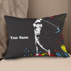 Colorful Watercolor Golfer Custom Pillow Personalized Cool Golf Gifts LDT1113