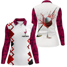 Load image into Gallery viewer, White Red Wine Leopard Golf Shirts For Women Custom Name Womens Golf Polo Shirts Golf Gifts LDT1311