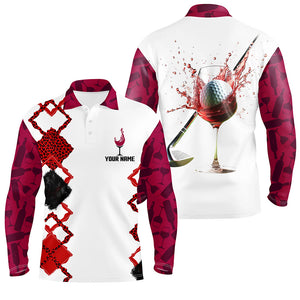 White Red Wine Leopard Golf Shirts For Men Custom Name Mens Golf Polo Shirts Golfing Gifts LDT1311