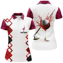 Load image into Gallery viewer, White Red Wine Leopard Golf Shirts For Women Custom Name Womens Golf Polo Shirts Golf Gifts LDT1311