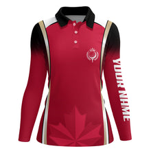 Load image into Gallery viewer, Canadian Maple Leaf Womens Golf Polo Shirts Custom Patriotic Golf Shirts For Women Golf Gifts LDT1470